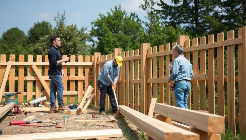 installation d'une clôture en bois