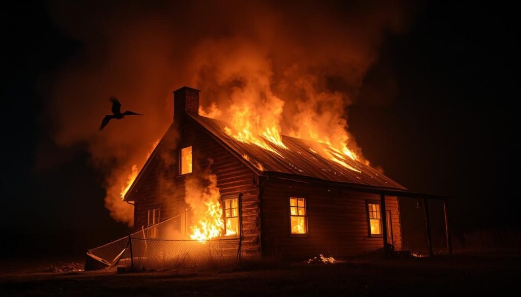 Une maison en feu